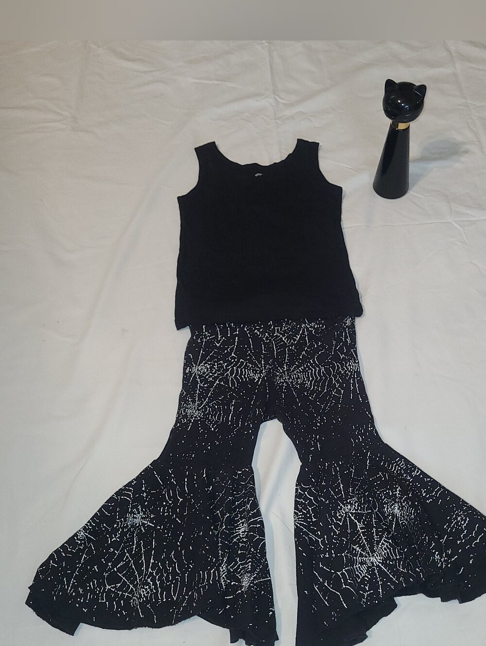 Little Girl Halloween Outfit, Size 2T, Spider Web Bell Bottoms With Black Tank
